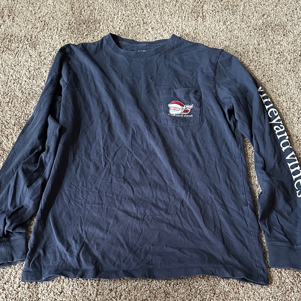 Vineyard Vines Holiday Dark Blue Long Sleeve Tee